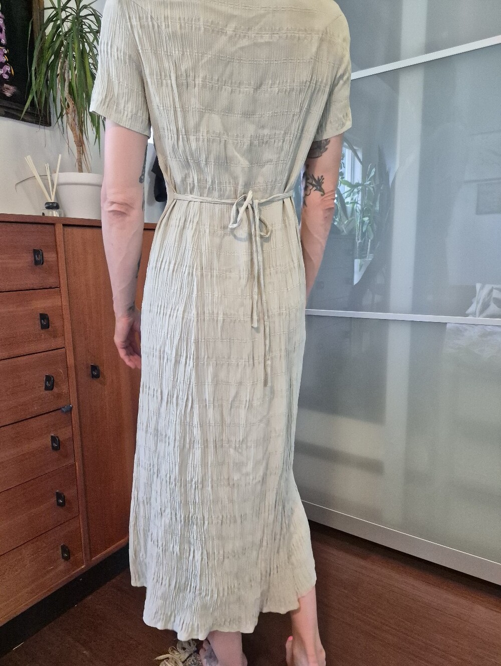 Light Beige Button-Front Maxi Dress - Picture 5 of 6